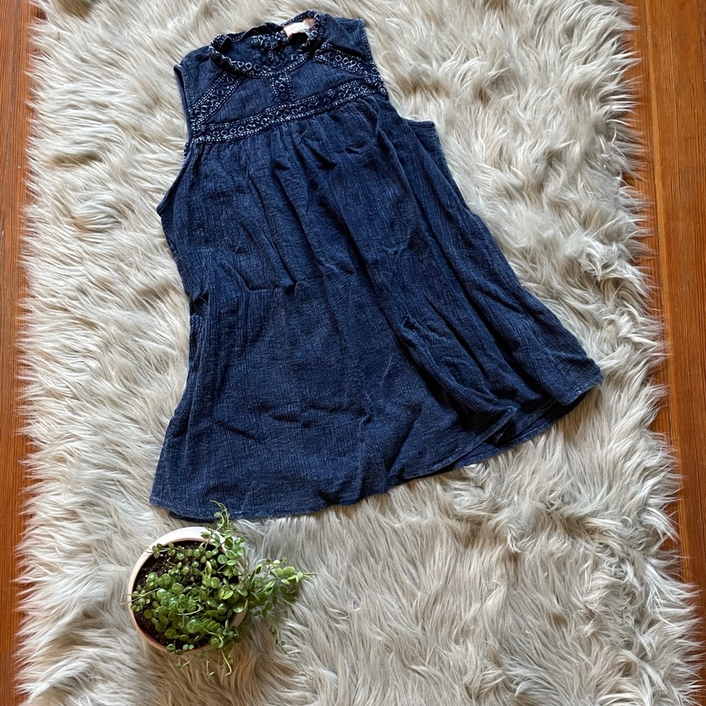 Anthropologie Blue Sleeveless Blouse